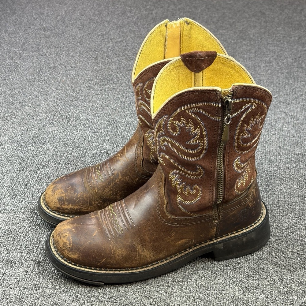 Ariat Fatbaby Heritage Zip Western Boots Women's Size 8B Brown Leather Cowgirl